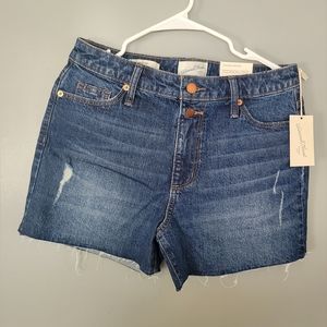 Universal Thread Dark Blue Distressed High-Rise Jean Shorts